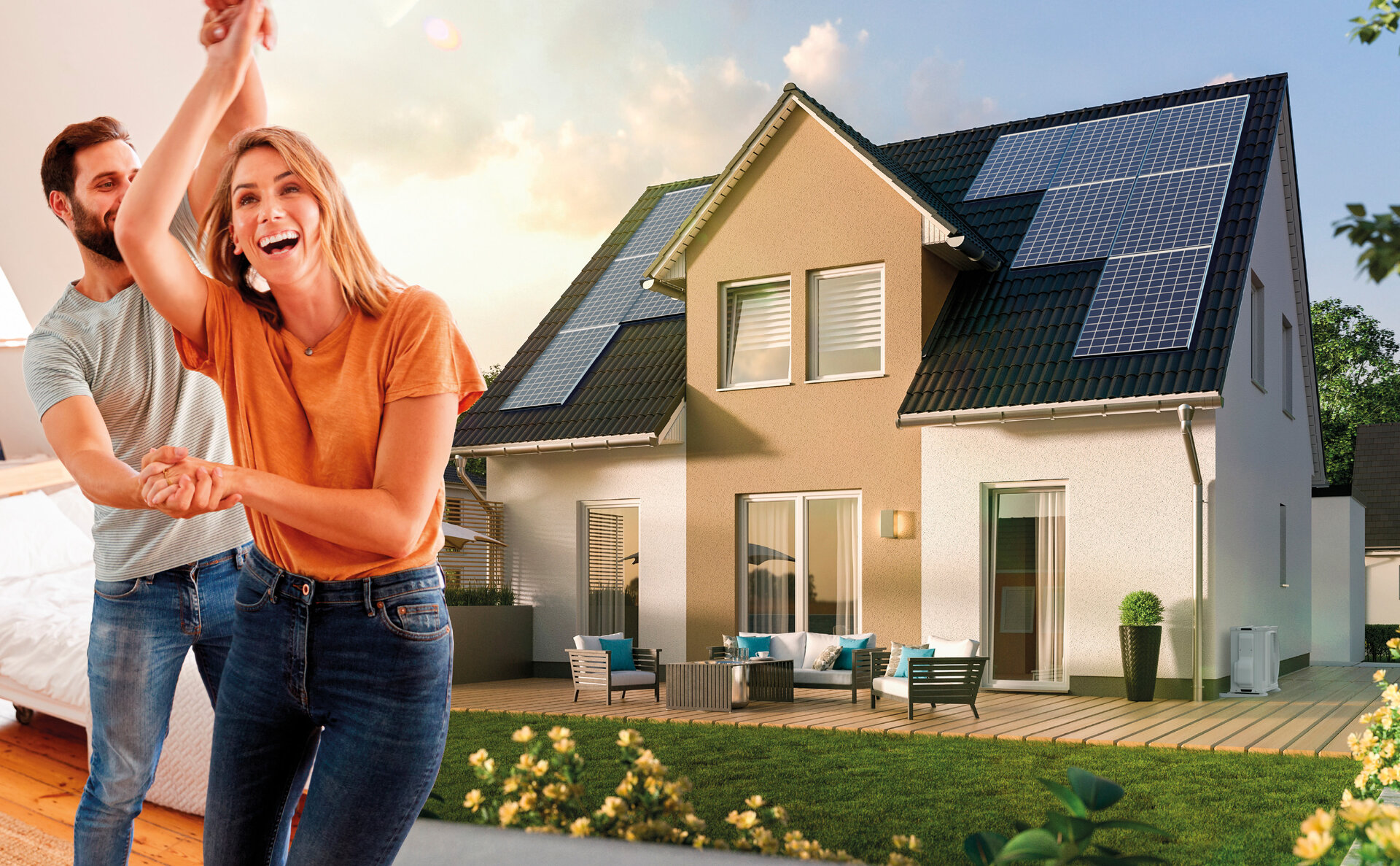 Haus-Paar-Energie-Zukunft-Sicherhheit-Kampagnenmotiv